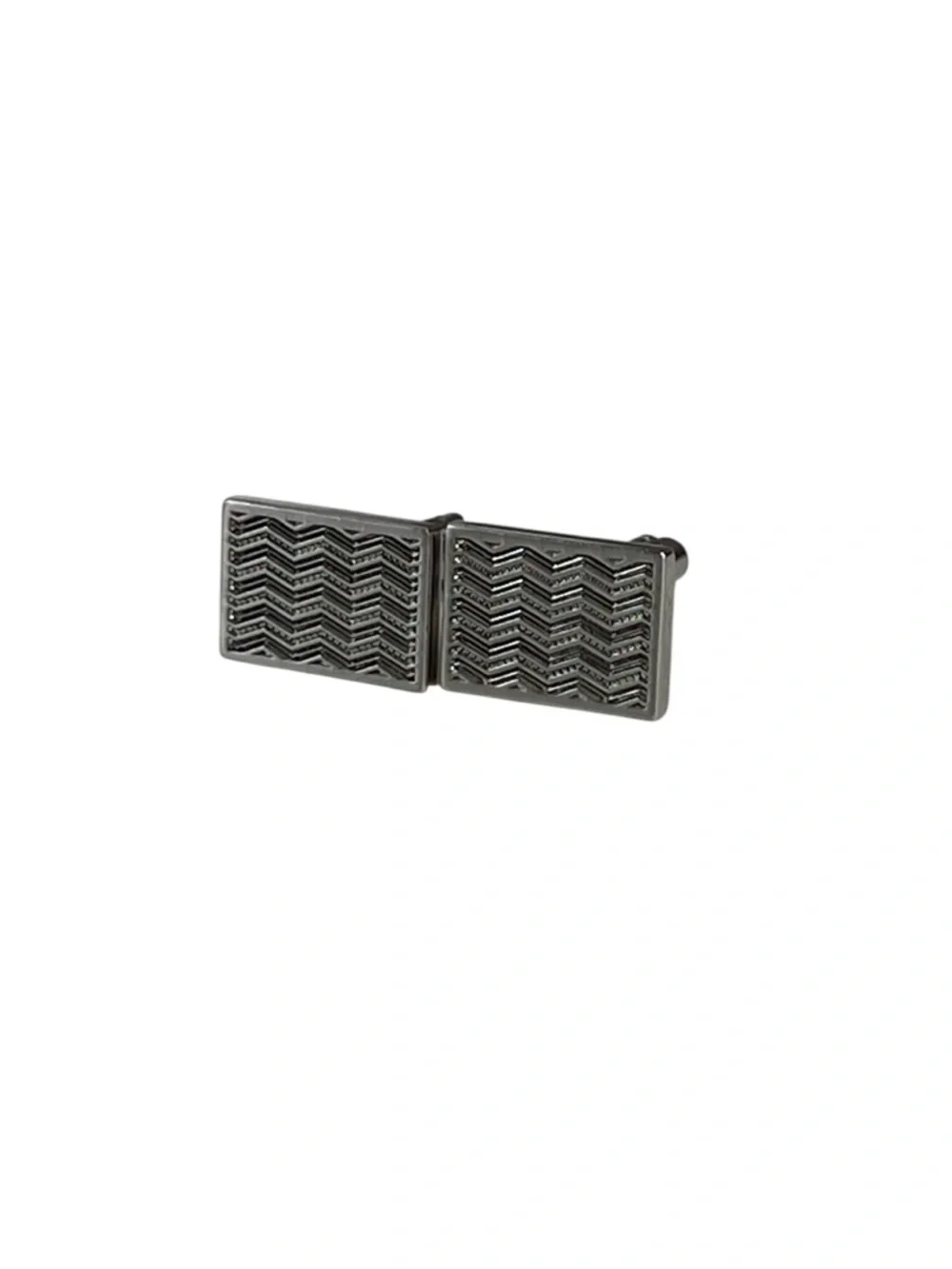 Men's Vintage Silver Rectangular Wave Pattern Cufflinks